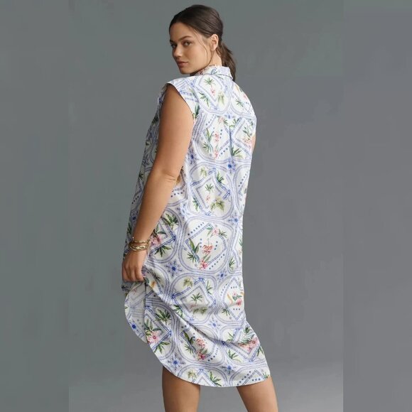 Anthropologie Maeve The Lillian Button-Front Midi Dress 1X PLUS Cotton NEW 44411 - Picture 2 of 5